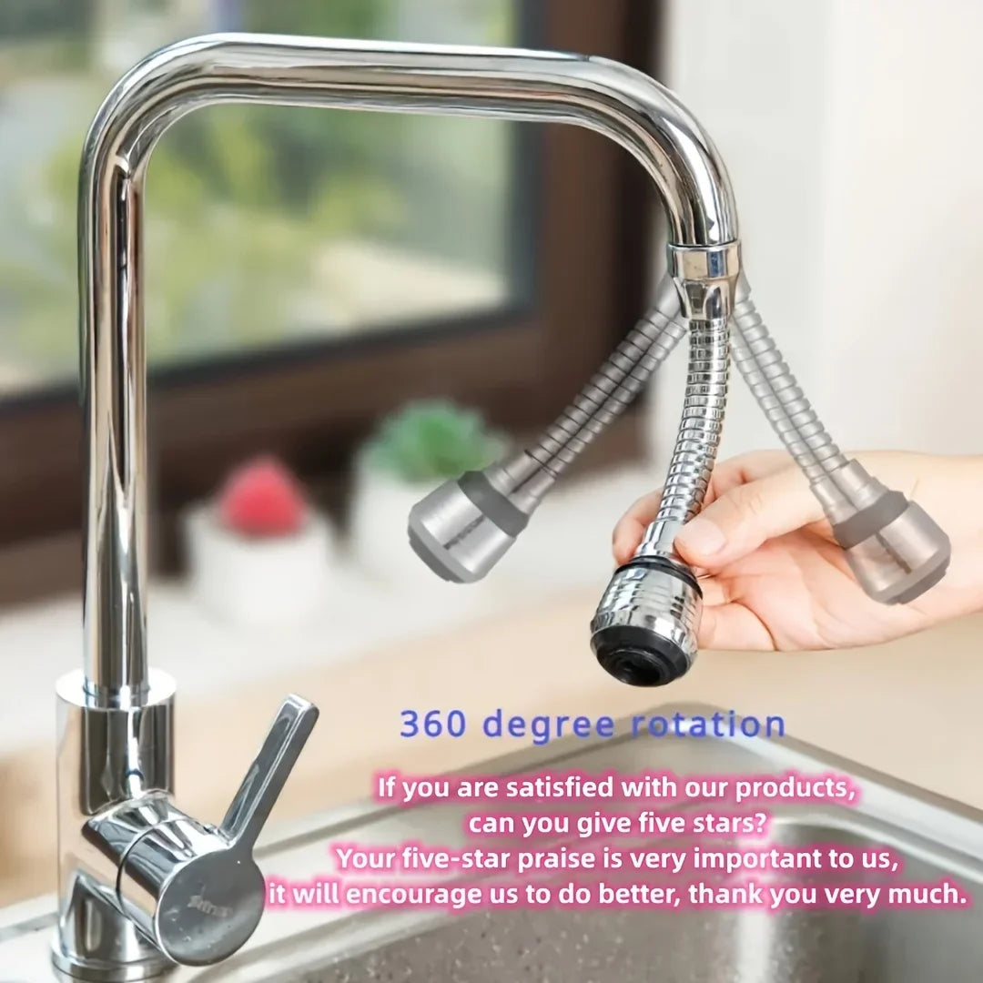 Kitchen faucet sprinkler water-saving device lengthening rotating splash proof sprinkler spray extender bubbler