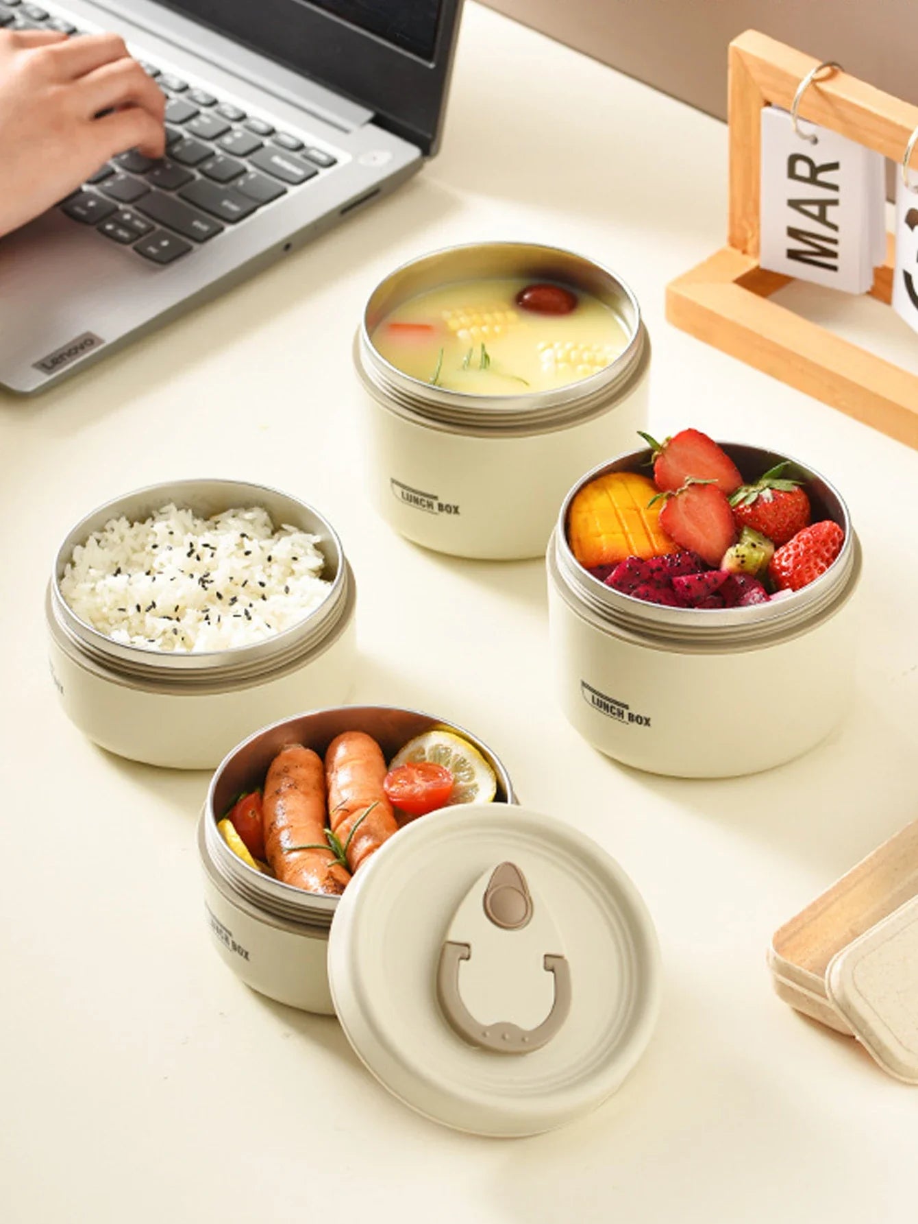 Portable Insulated Food Lunch Container Set | Thermal Lunch Box with Stackable Bowls