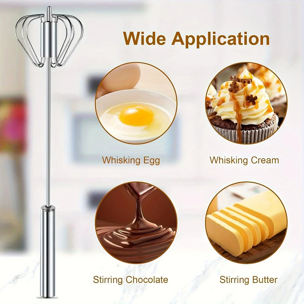 Stainless Steel Egg Beater – Durable Semi-Automatic Mixer for Effortless Egg Cream Whipping – Kitchen Baking Stirring Tool