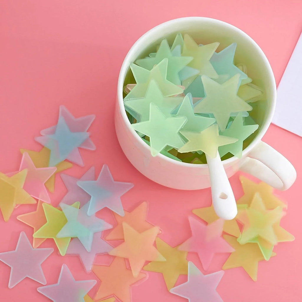100 Pcs Colorful Glow in The Dark Star Stickers