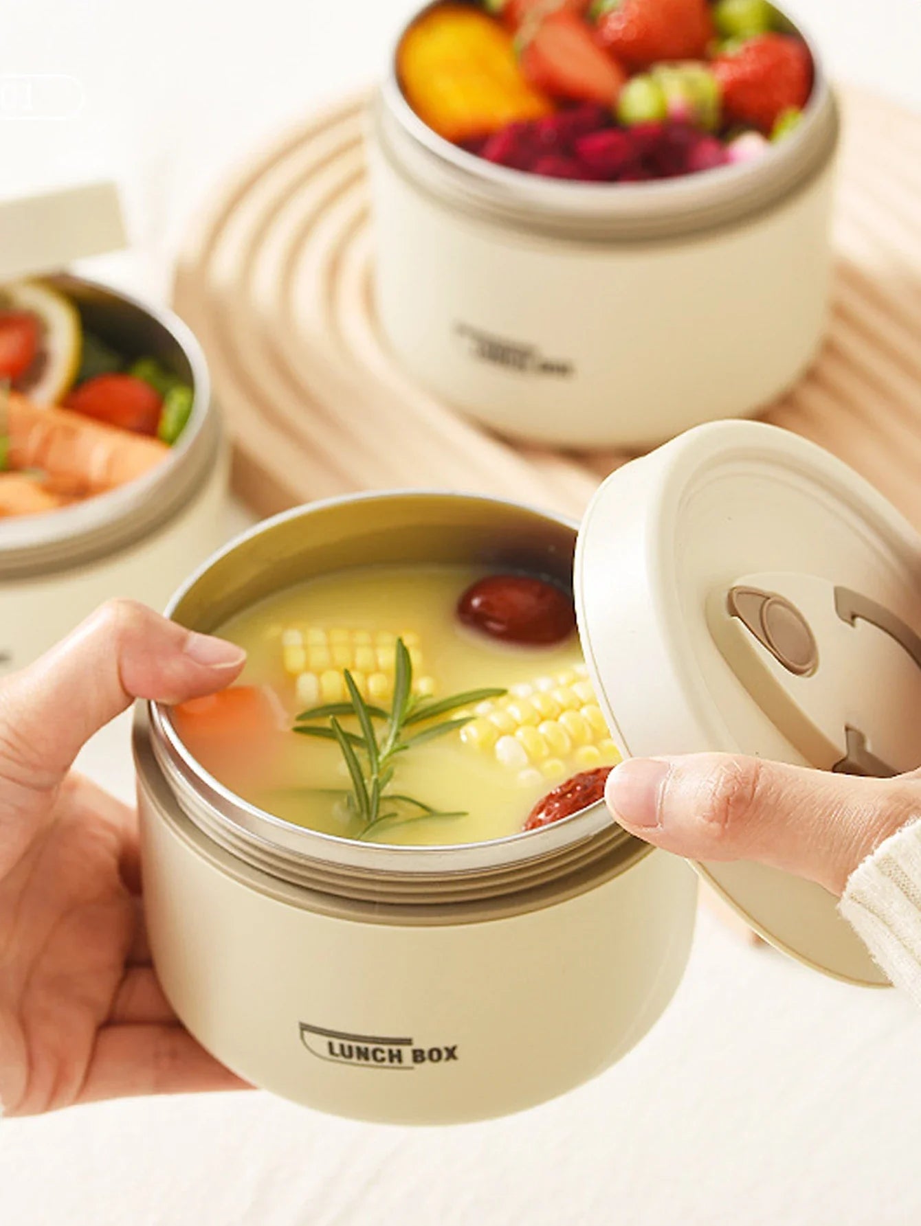 Portable Insulated Food Lunch Container Set | Thermal Lunch Box with Stackable Bowls
