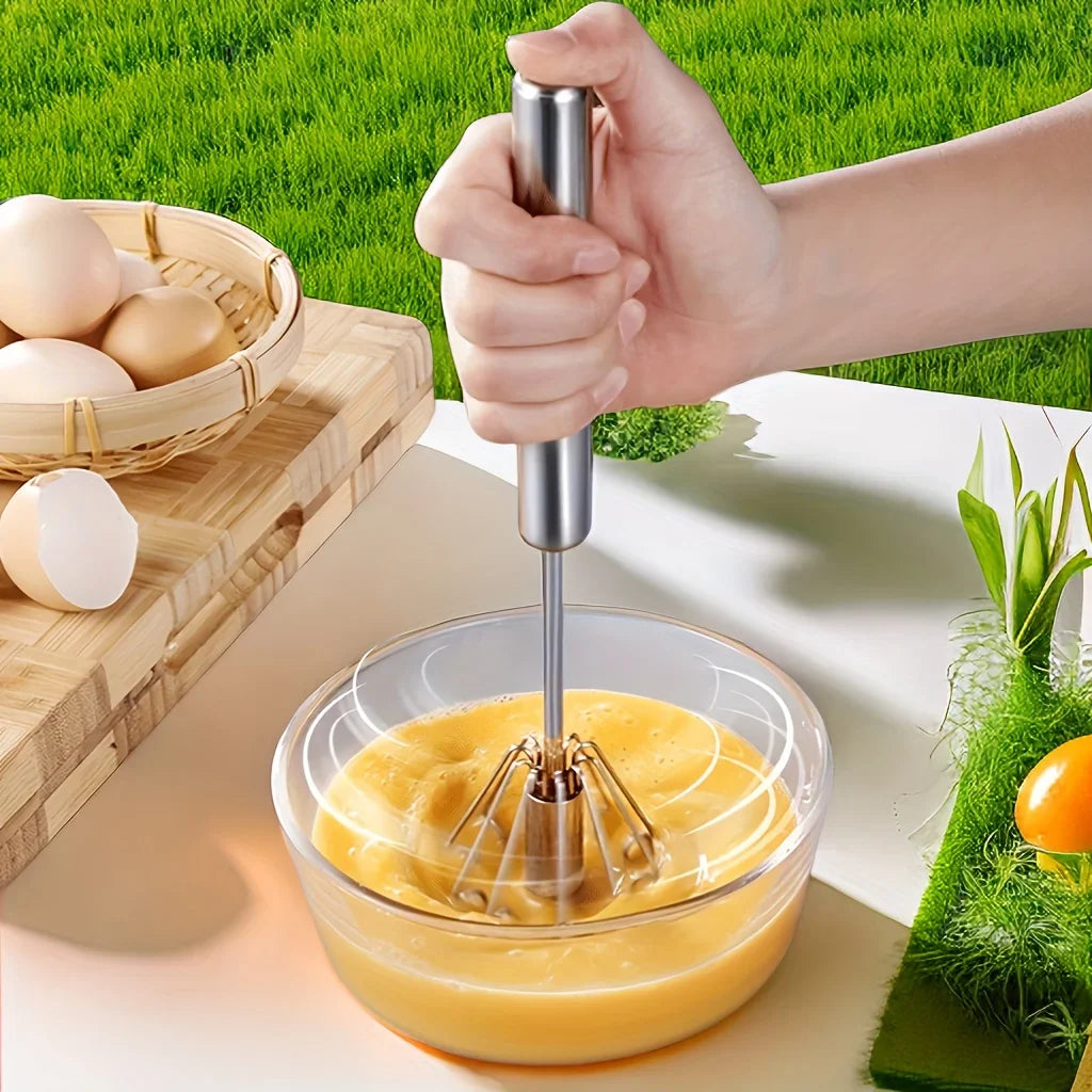 Stainless Steel Egg Beater – Durable Semi-Automatic Mixer for Effortless Egg Cream Whipping – Kitchen Baking Stirring Tool