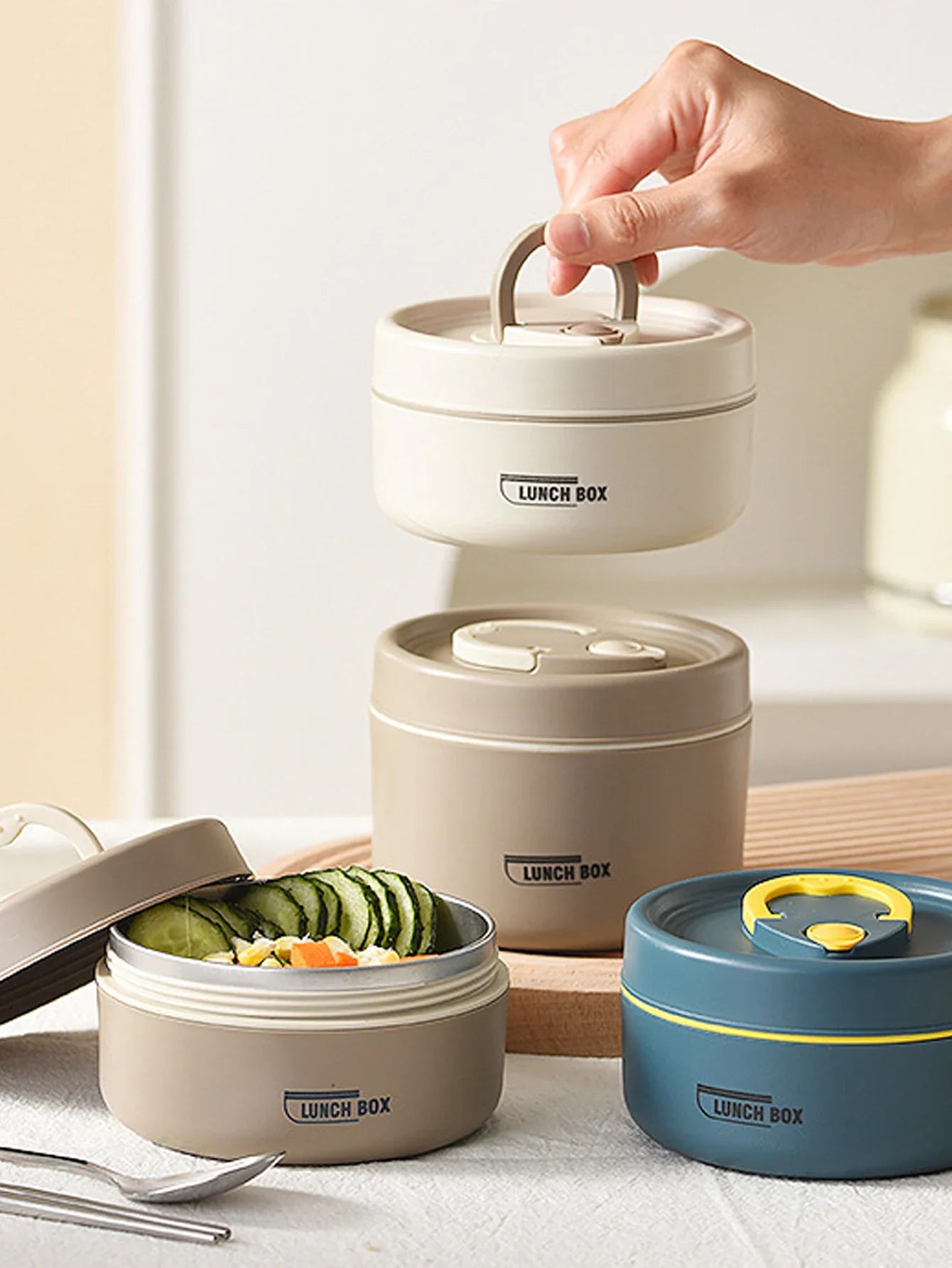 Portable Insulated Food Lunch Container Set | Thermal Lunch Box with Stackable Bowls