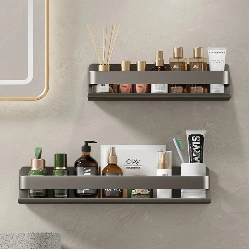 Bathroom Shelf Wall-Mounted Spice Rack Multifunctional Item Shelf Condiment Storage Shampoo Organizer Rack Kitchen Accessories