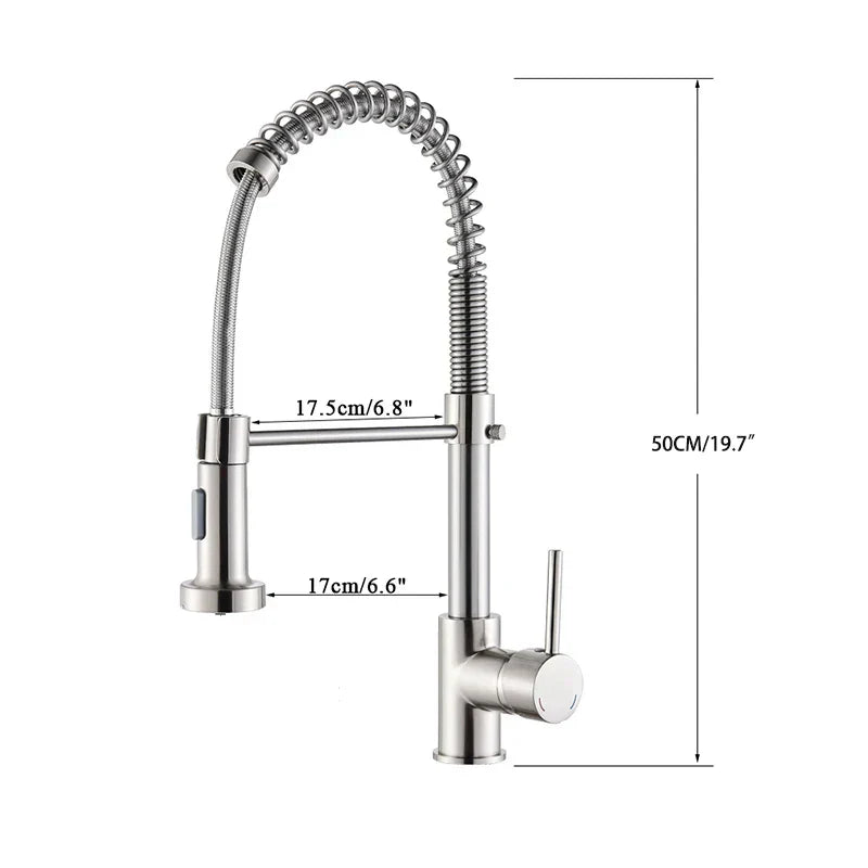 Brushed Nickel Kitchen Faucet Deck Mounted Mixer Tap 360 Degree Rotation Stream Sprayer Nozzle Kitchen Sink Hot Cold Taps Brass