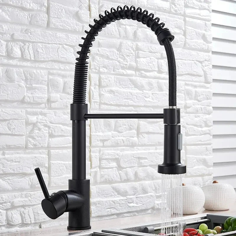 Brushed Nickel Kitchen Faucet Deck Mounted Mixer Tap 360 Degree Rotation Stream Sprayer Nozzle Kitchen Sink Hot Cold Taps Brass