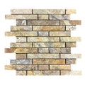 Gold Scabos Travertine Strip Liner Mosaic Tile - Honed 12x12