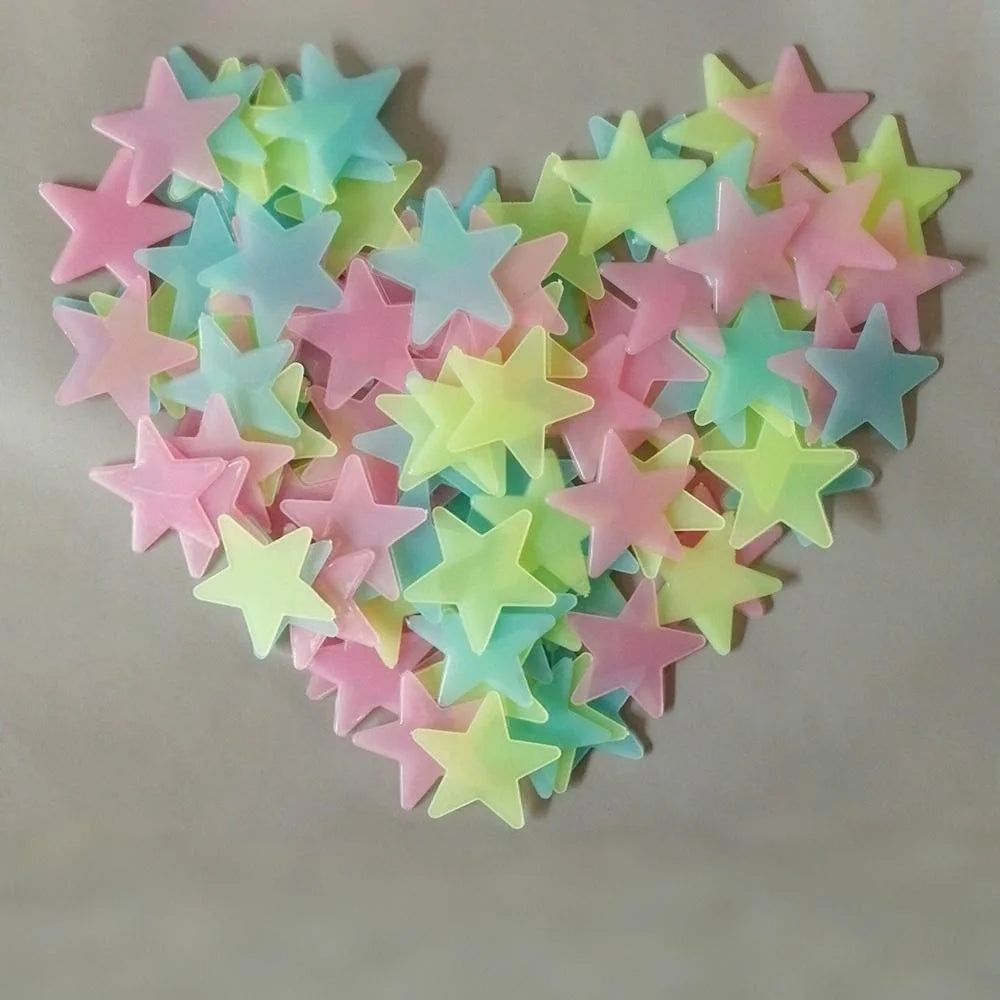 100 Pcs Colorful Glow in The Dark Star Stickers