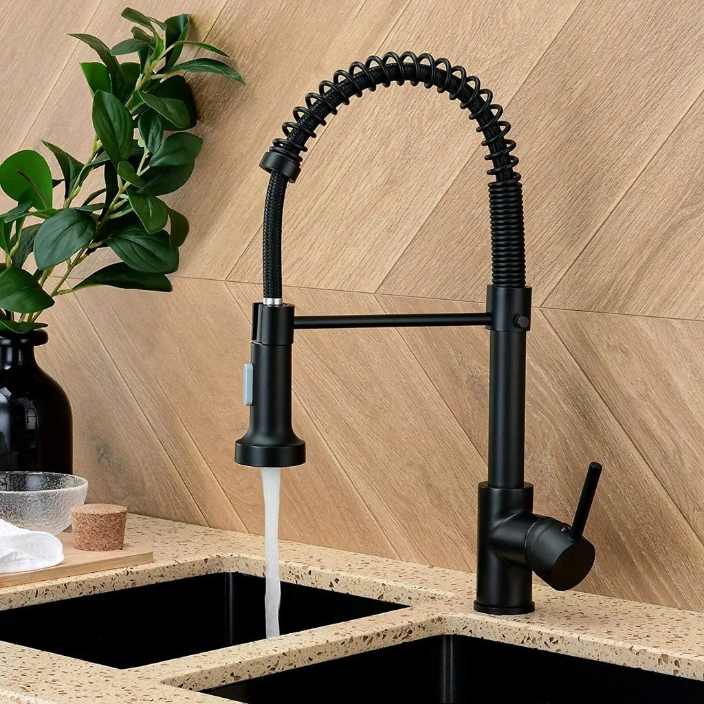 Brushed Nickel Kitchen Faucet Deck Mounted Mixer Tap 360 Degree Rotation Stream Sprayer Nozzle Kitchen Sink Hot Cold Taps Brass