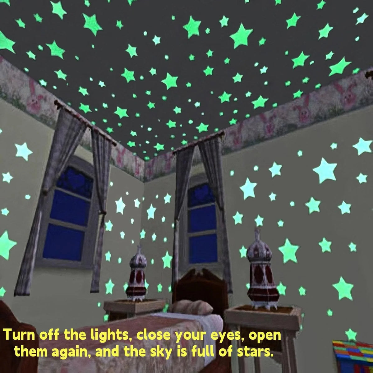 100 Pcs Colorful Glow in The Dark Star Stickers