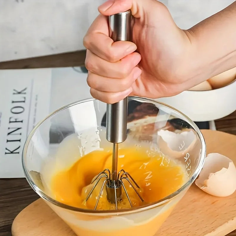 Stainless Steel Egg Beater – Durable Semi-Automatic Mixer for Effortless Egg Cream Whipping – Kitchen Baking Stirring Tool