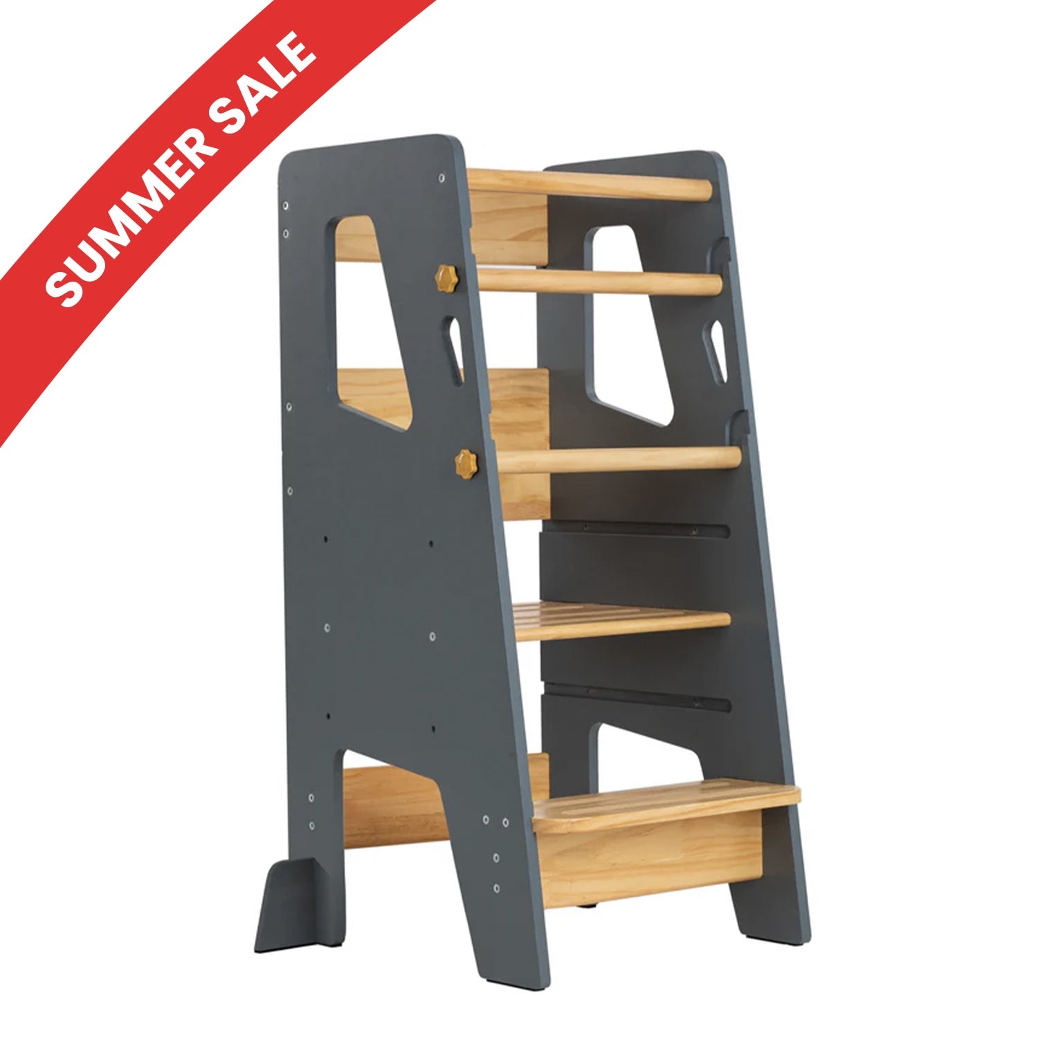 Adjustable Toddler Kitchen Tower with Safety Bars