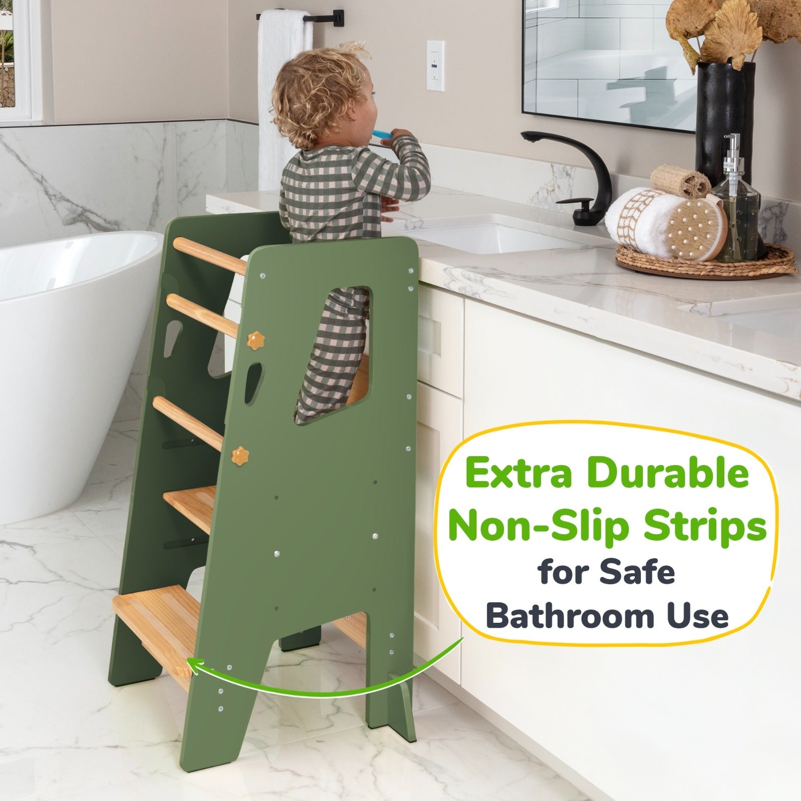 Adjustable Toddler Kitchen Tower with Safety Bars