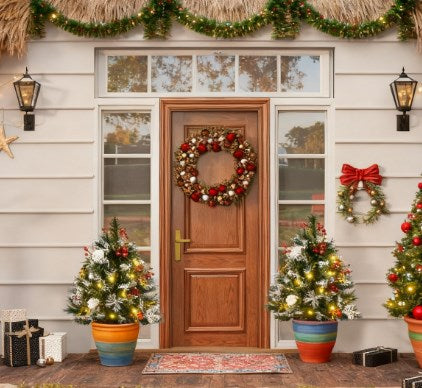 Artificial Christmas Tree, Festive Outdoor Christmas Porch Decor Set