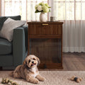 Dog Crate End Table with Charging Station and Storage