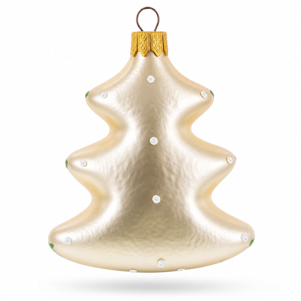 Winter Pine Tree with Songbird Glass Christmas Ornament