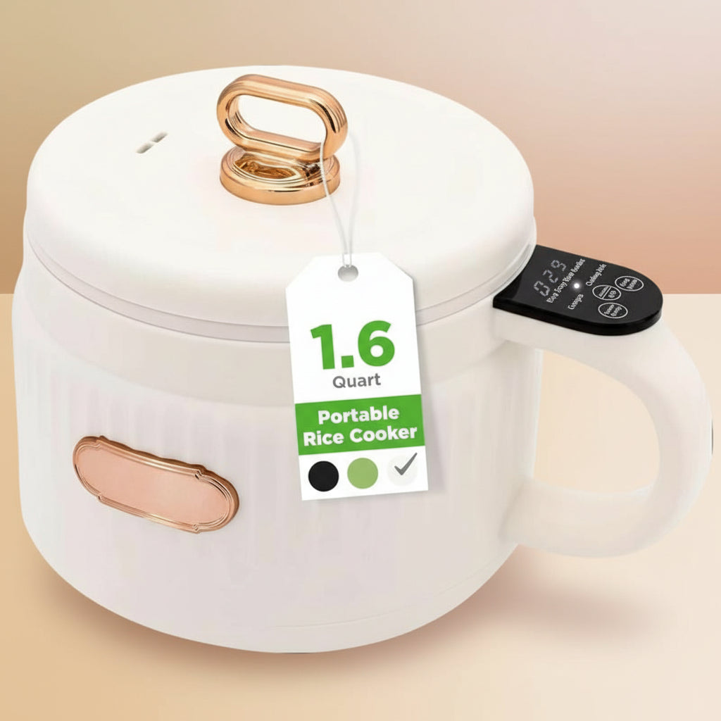 1.6 Liter Portable Rice Cooker & Bento Box Multi-Functional Non-Stick Ceramic Coating 6 Cooking Functions: 6 Cooking Functions: Rice, Soup, Stew, Congee, Etc White Pots and Pans Set Crock Pot Butter Bell Pots and Pans Sets and Pots Set,Figaro Iron, Pots