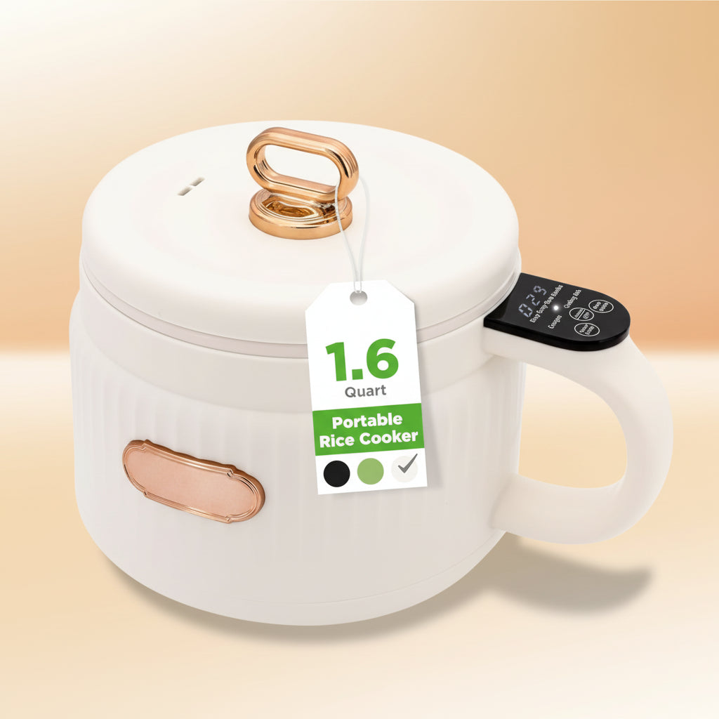 1.6 Liter Portable Rice Cooker & Bento Box Multi-Functional Non-Stick Ceramic Coating 6 Cooking Functions: 6 Cooking Functions: Rice, Soup, Stew, Congee, Etc White Pots and Pans Set Crock Pot Butter Bell Pots and Pans Sets and Pots Set,Figaro Iron, Pots