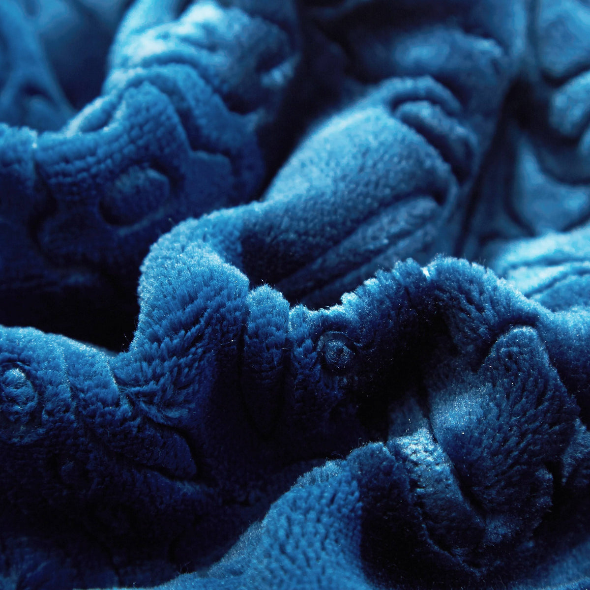 Tache Solid Embossed Cozy Night Blue Sherpa Throw Blanket (62093)
