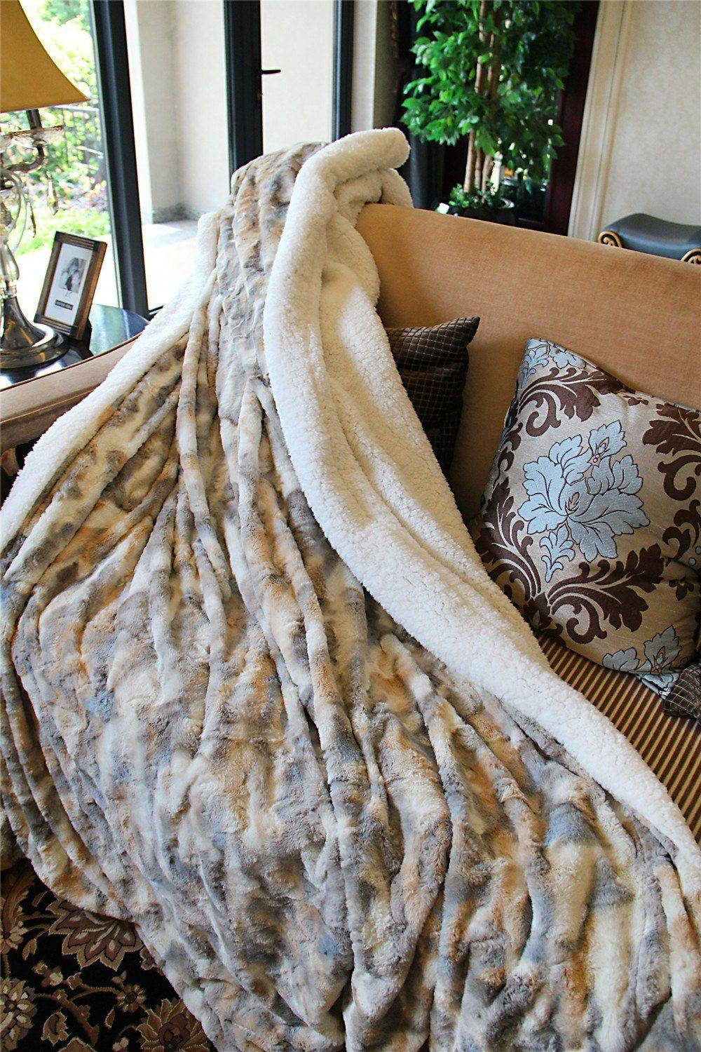 Tache Luxurious Russian Lynx Faux Fur Throw Blanket (DY12)