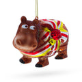 Hippo Glass Christmas Ornament