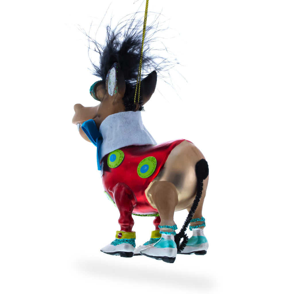 Debonair Donkey Glass Christmas Ornament