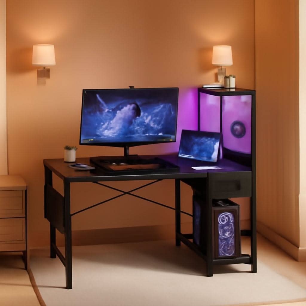 40 Inch Gaming Desk Industrial Grade Carbon Fiber Black