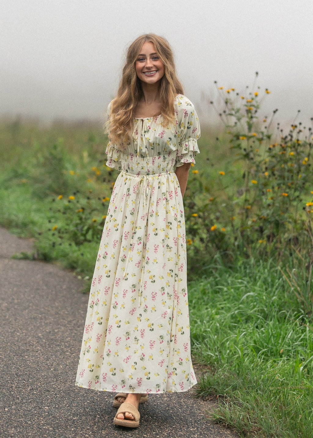 Celine Puff Sleeve Floral Maxi Dress