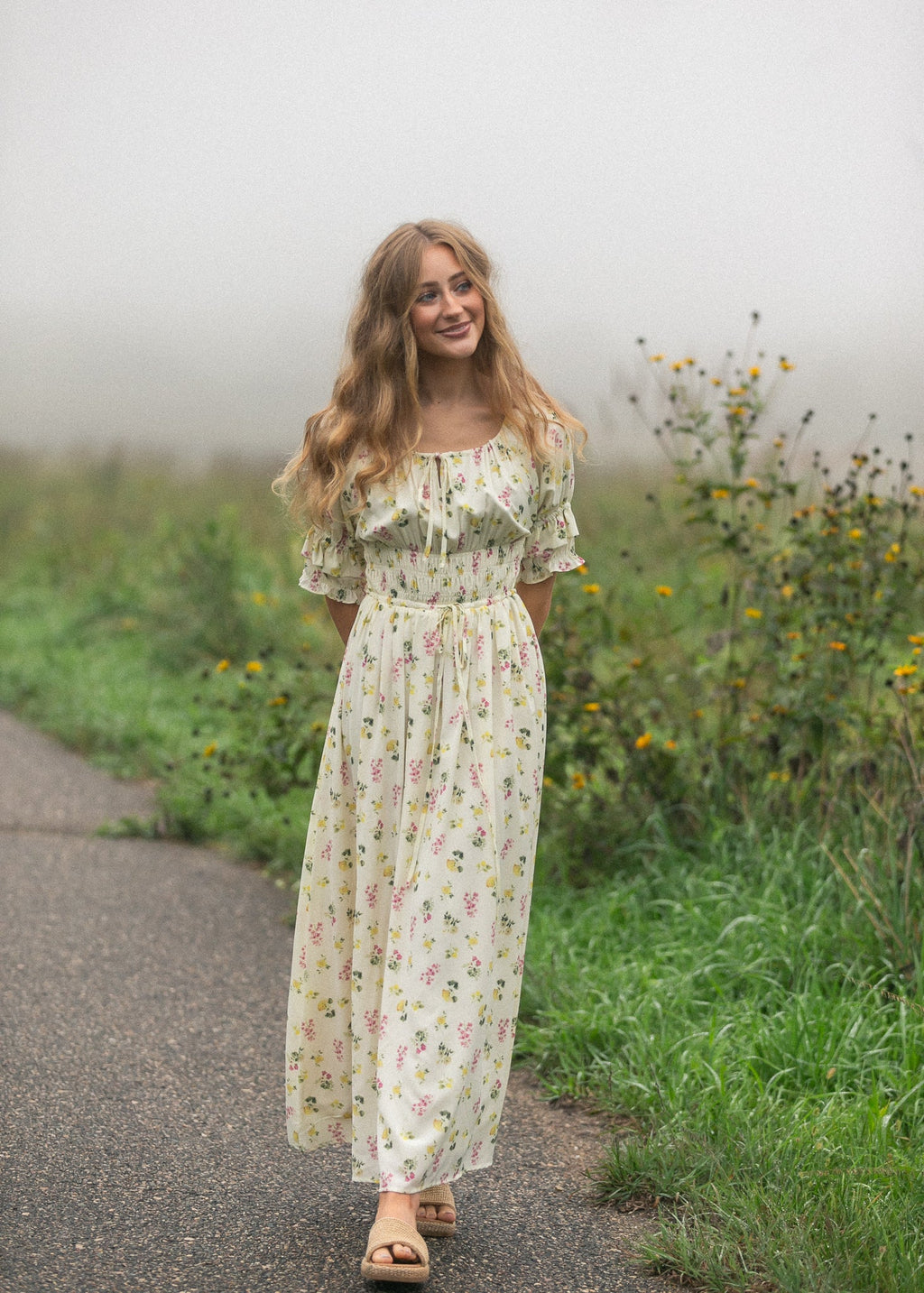 Celine Puff Sleeve Floral Maxi Dress