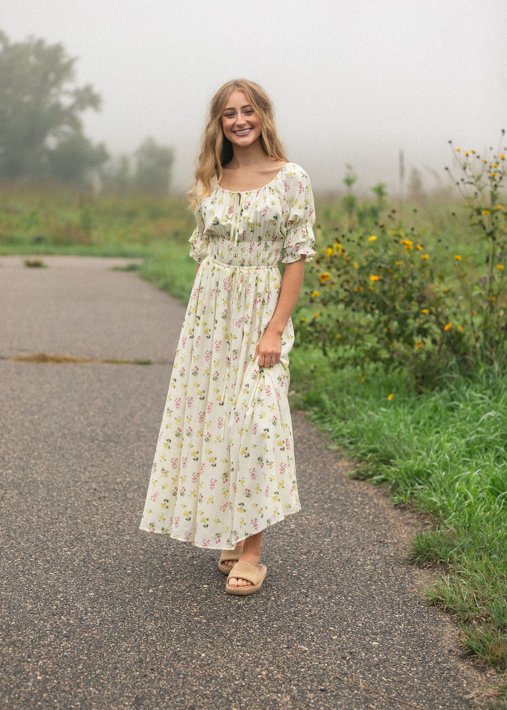 Celine Puff Sleeve Floral Maxi Dress