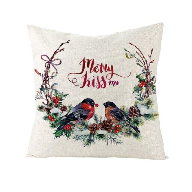 Christmas Cover Cushion For Home Decor Pillowcase Santa Claus Christmas Throw Pillow Covers Waterproof Outdoor Pillow Covers Cotton Linen Christmas Pillow Covers Linen Print Merry Christmas Navidad 2022 New Year Gift 45x45CM