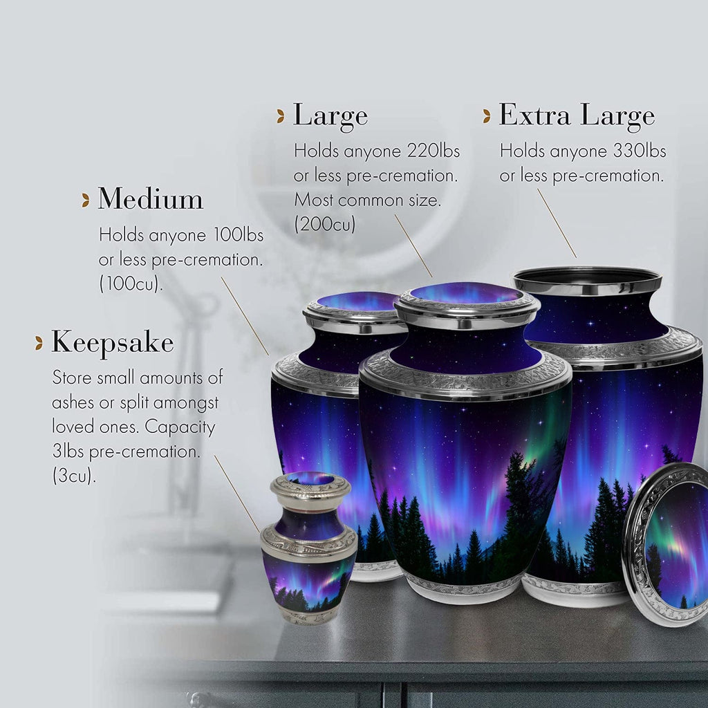 Northern Lights Cremation Urns for Human Ashes - Large Adult Funeral Urn