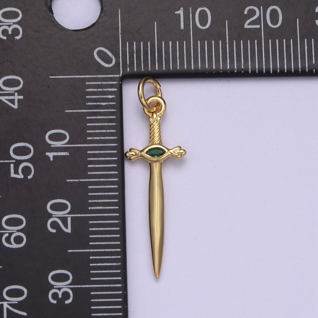 Dainty Dagger Pendant, CZ Sword Knife pendant for Bracelet Earring Necklace 24k Gold Filled Jewelry N-811 - N-814