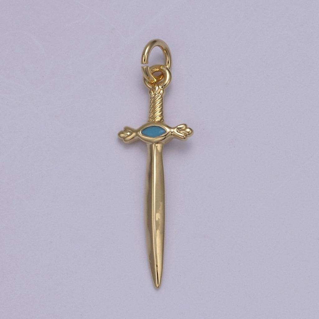 Dainty Dagger Pendant, CZ Sword Knife pendant for Bracelet Earring Necklace 24k Gold Filled Jewelry N-811 - N-814