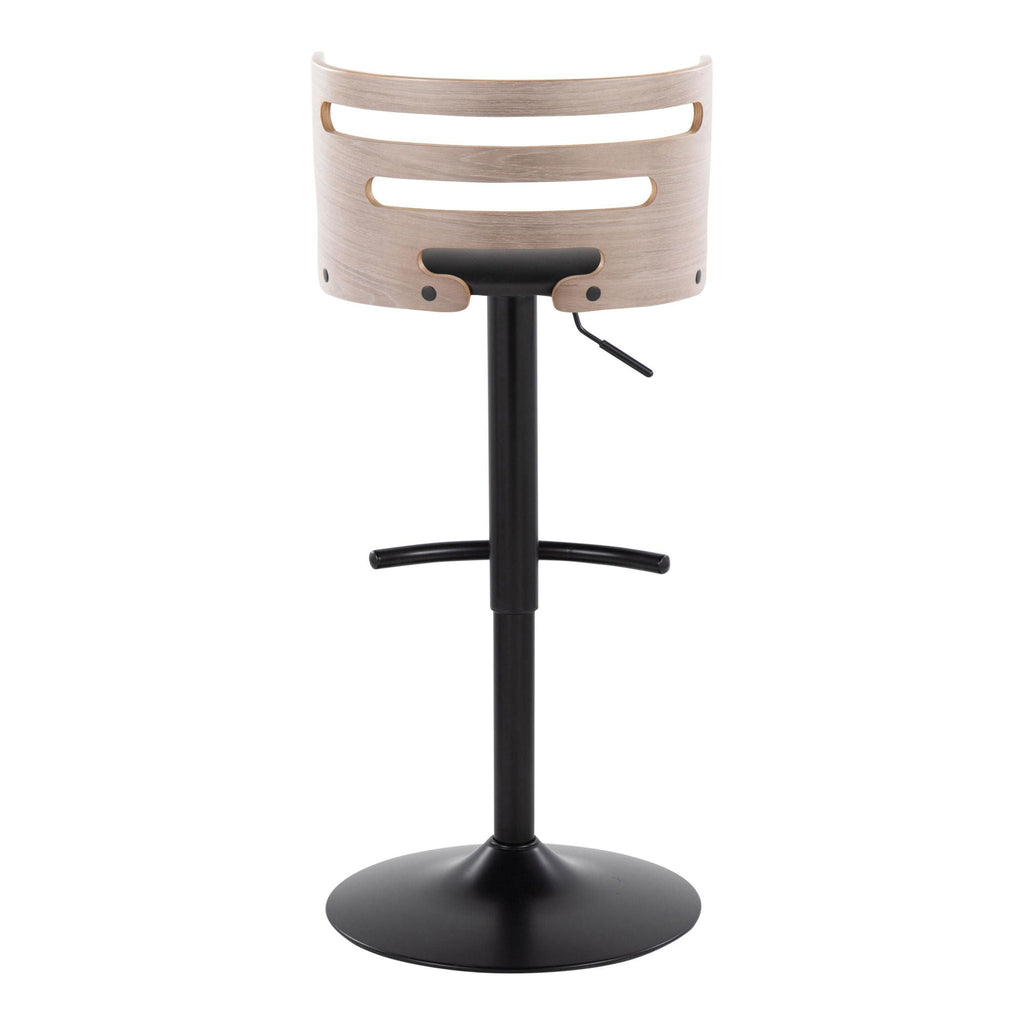 Mid-Century Modern Adjustable Barstool Set with Swivel and Rounded T Footrest - Beige or Black