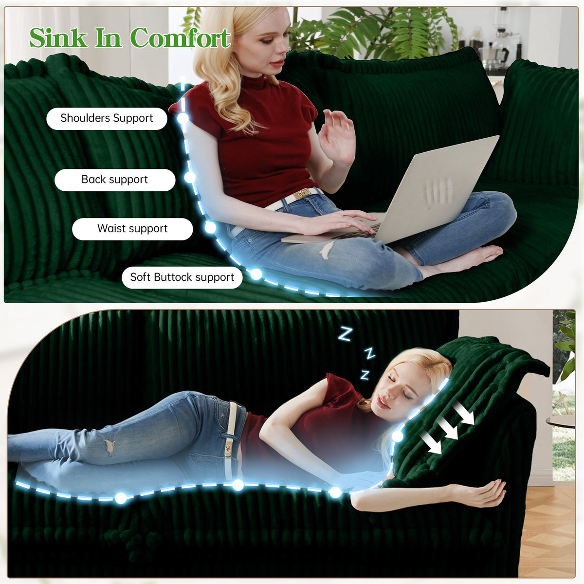 Modern Slipcovered 2-Seat Sofa Couches for Living Room