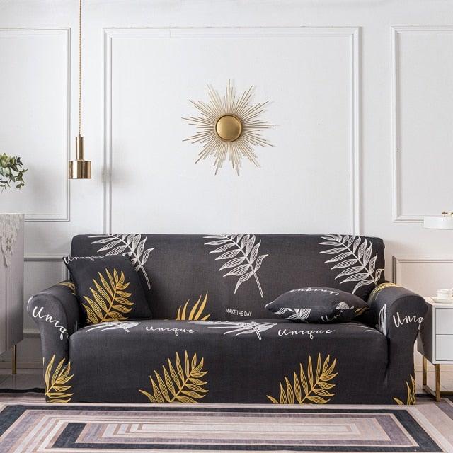 Elastic Plain Floral Printing  Sofa Cover Stretch for Living Room Couch Cover Chair Protector 1/2/3/4 Seater Printed Couch Cover for 3 Cushion Couch  Floral Pattern Sofa Cover with Separate Cushion Cover Pieces Stretch Sofa Slipcover