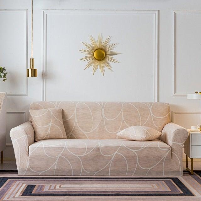 Elastic Plain Floral Printing  Sofa Cover Stretch for Living Room Couch Cover Chair Protector 1/2/3/4 Seater Printed Couch Cover for 3 Cushion Couch  Floral Pattern Sofa Cover with Separate Cushion Cover Pieces Stretch Sofa Slipcover