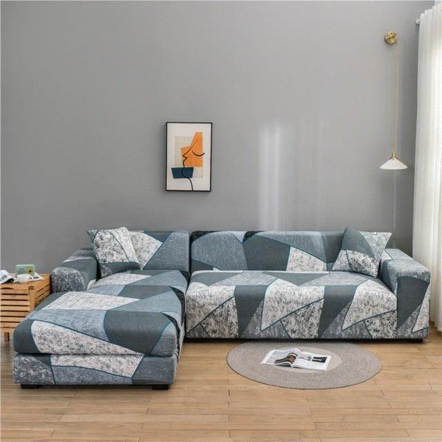 Elastic Sofa Covers for Living Room Stretch Slipcovers Sectional Couch Cover L Shape Corner Armchair Cover 1/2/3/4 Seater Slipcovers Elastic Stylish Printed Sectional Sofa Furniture Protector For Living Room