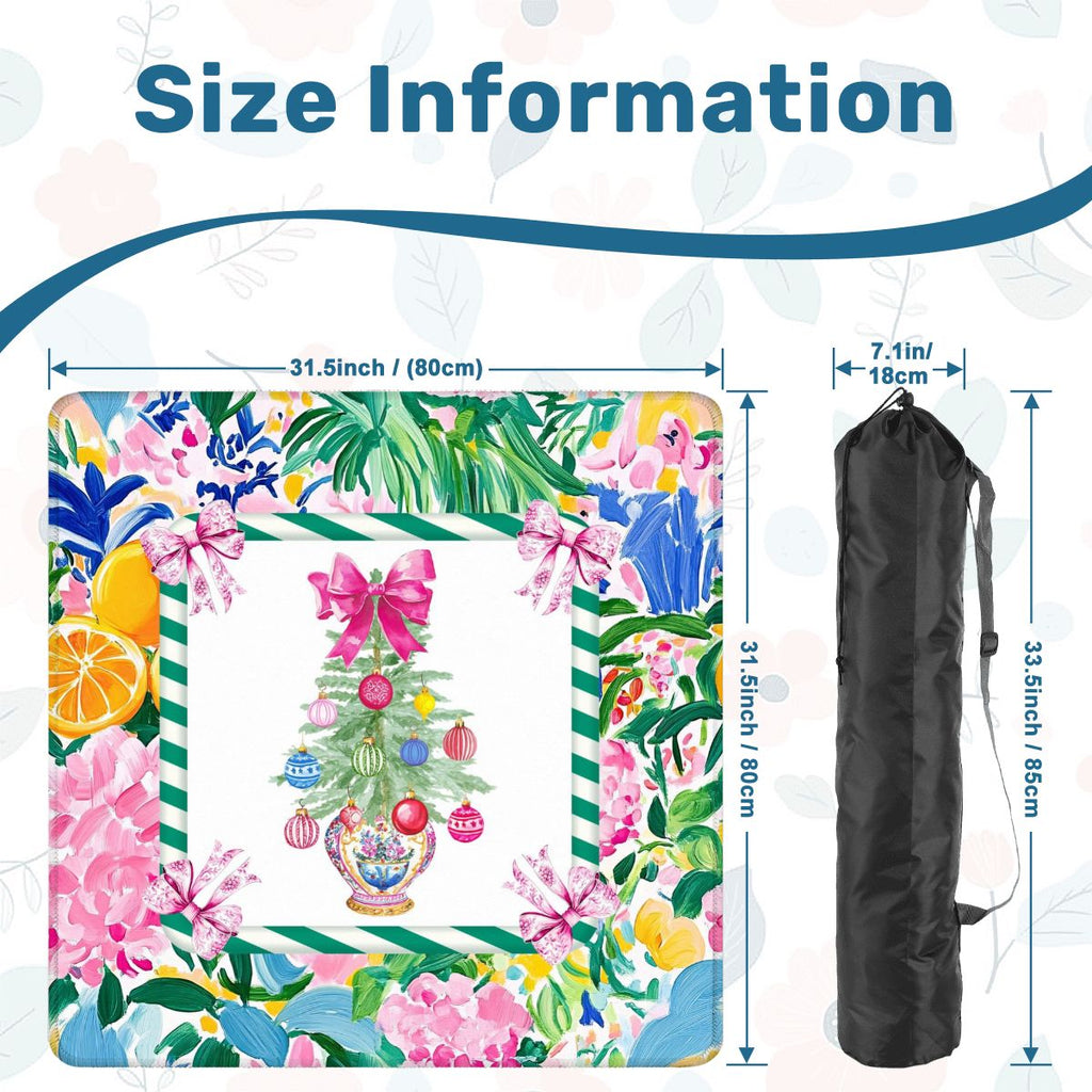 Festive Floral Christmas Tree Mahjong Mat