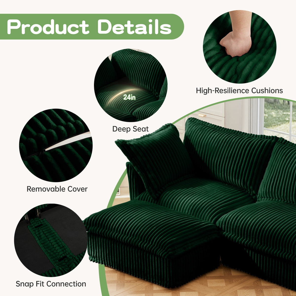 Modern Slipcovered 2-Seat Sofa Couches for Living Room