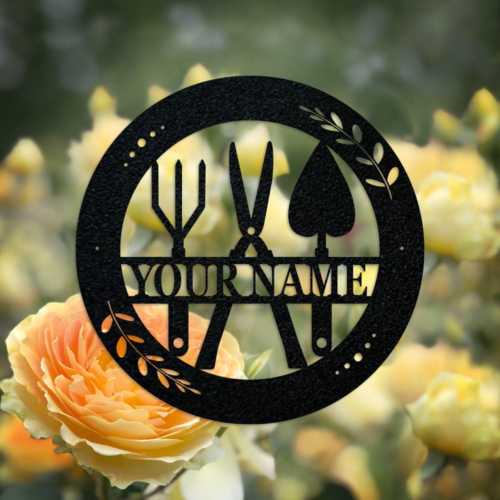 Gardening Tools Monogram - Metal Sign