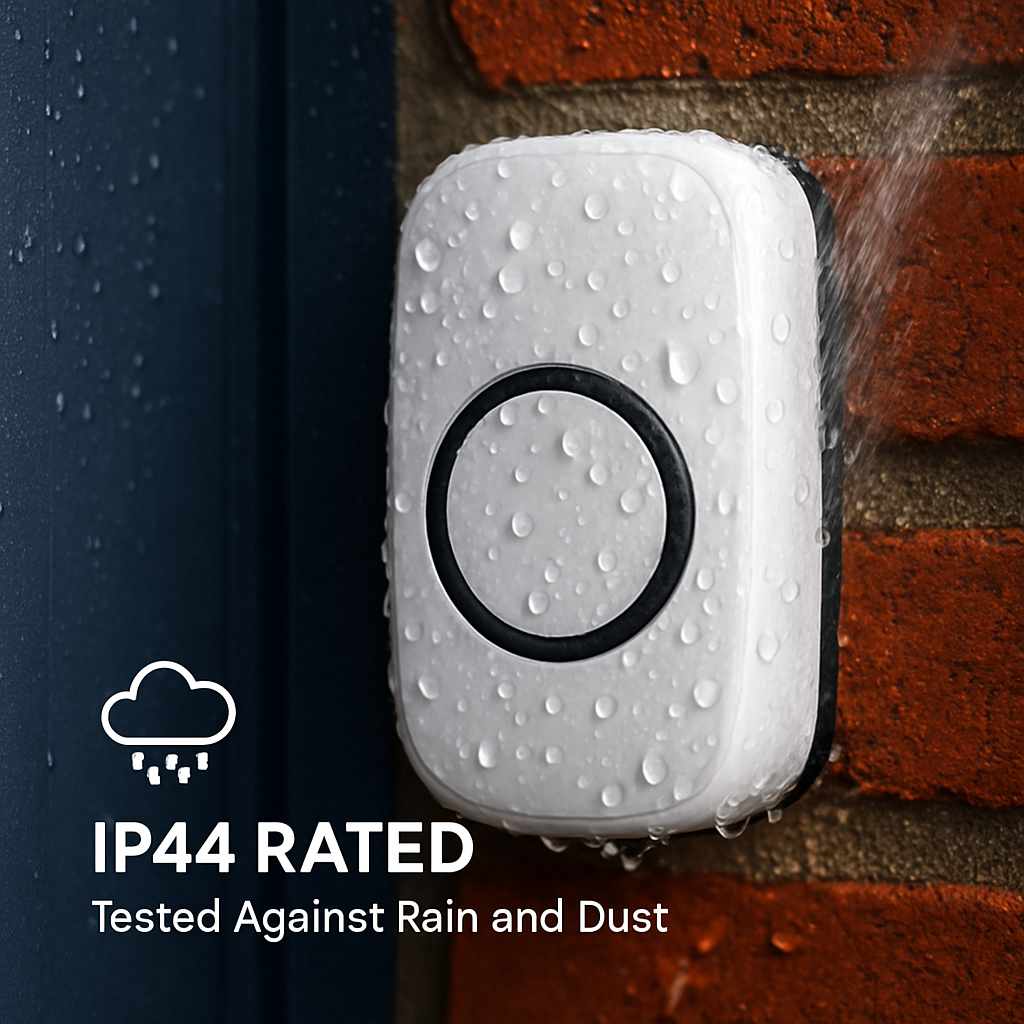 Wireless Doorbells Rings 1000FT Operating Range IP44 Waterproof Door Chime W/ 1 Plug Receiver Chimes 52 Melodies LED Indicator Bells for Office Apartm