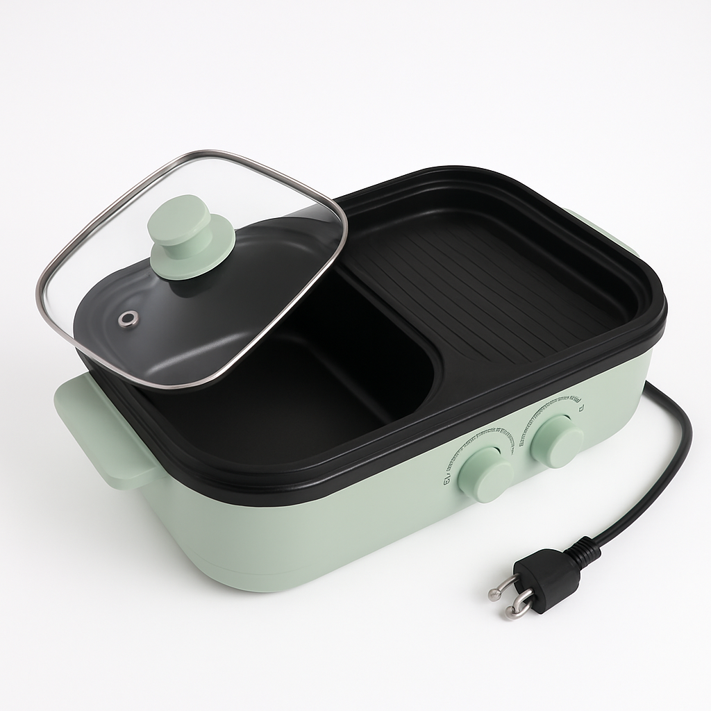 2-in-1 Electric Hot Pot & Pan with Grill