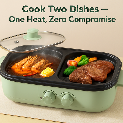 2-in-1 Electric Hot Pot & Pan with Grill