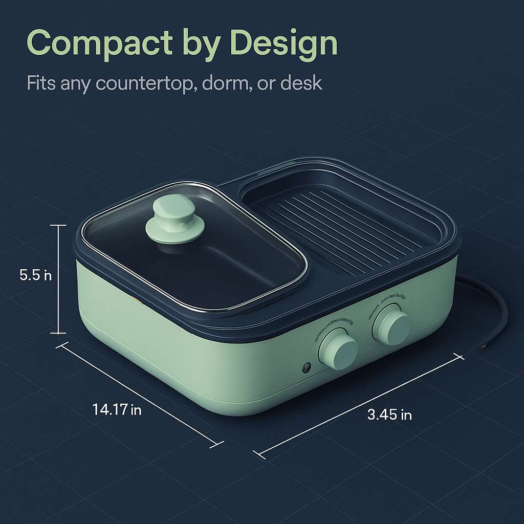 2-in-1 Electric Hot Pot & Pan with Grill