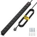 CRST 12-Outlet Metal Surge Protector Power Strip — Mountable, 2100J, 6FT/15FT Cord