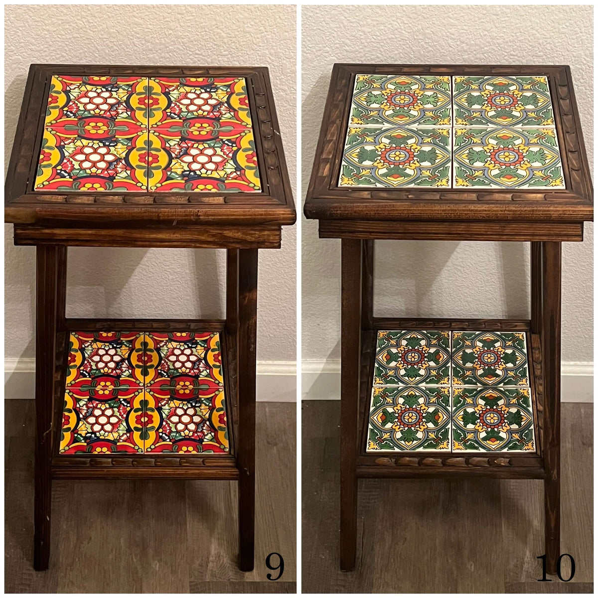 Square Talavera Tile End Table | Handmade Mexican Wood Accent Table