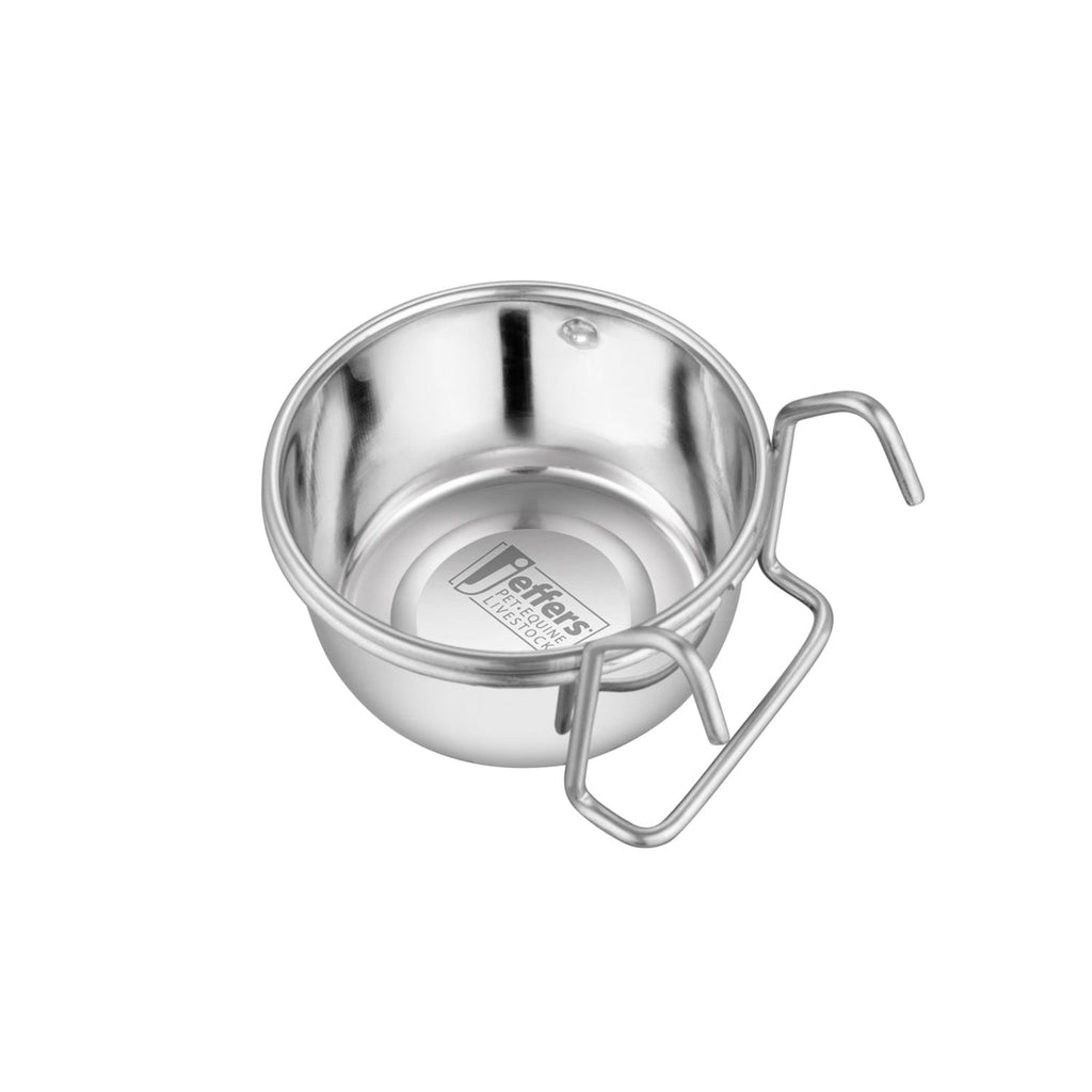Jeffers Stainless Steel Cage Cup Pet Feeders with Hooks