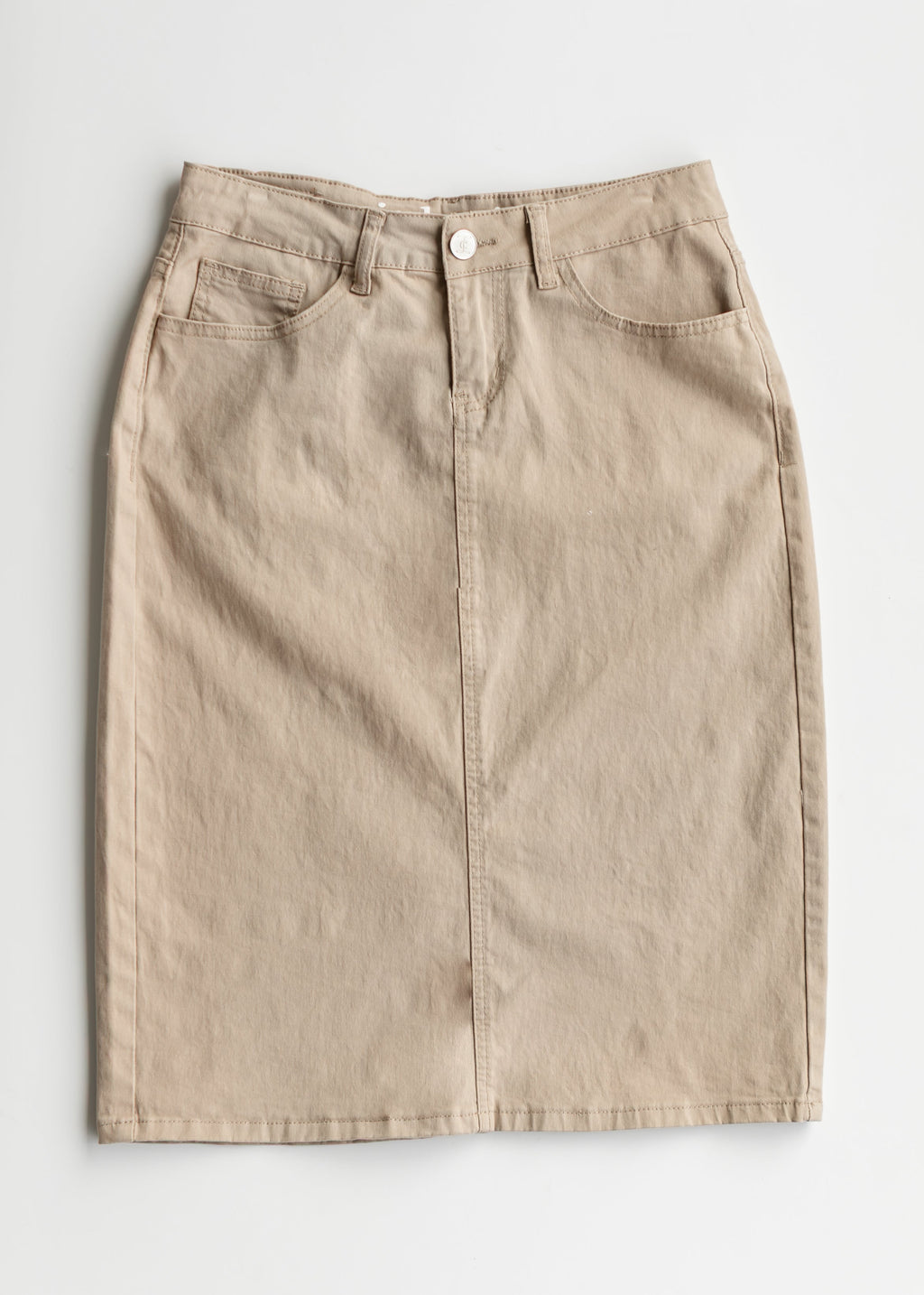Remi Simply Taupe Denim Midi Skirt